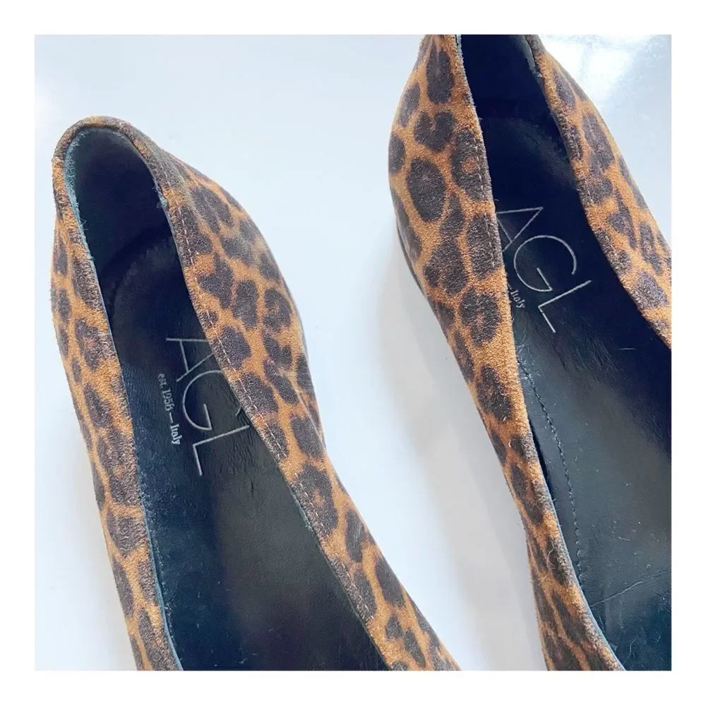 AGL Seraphina Animal Print Flat In Ghephard Cognac Leopard size EU36.5 US6